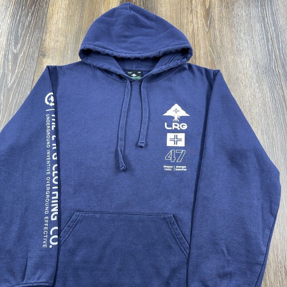 Vintage LRG Hoodie Mens L Blue Sweatshirt Lifted Research Group Skate Sweater